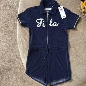 Fila Dark Blue Zip-Up Romper